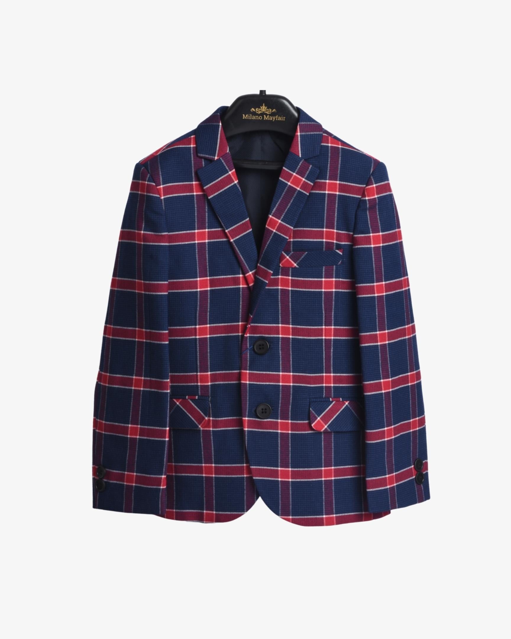 BLUE & RED PLAID BLAZER