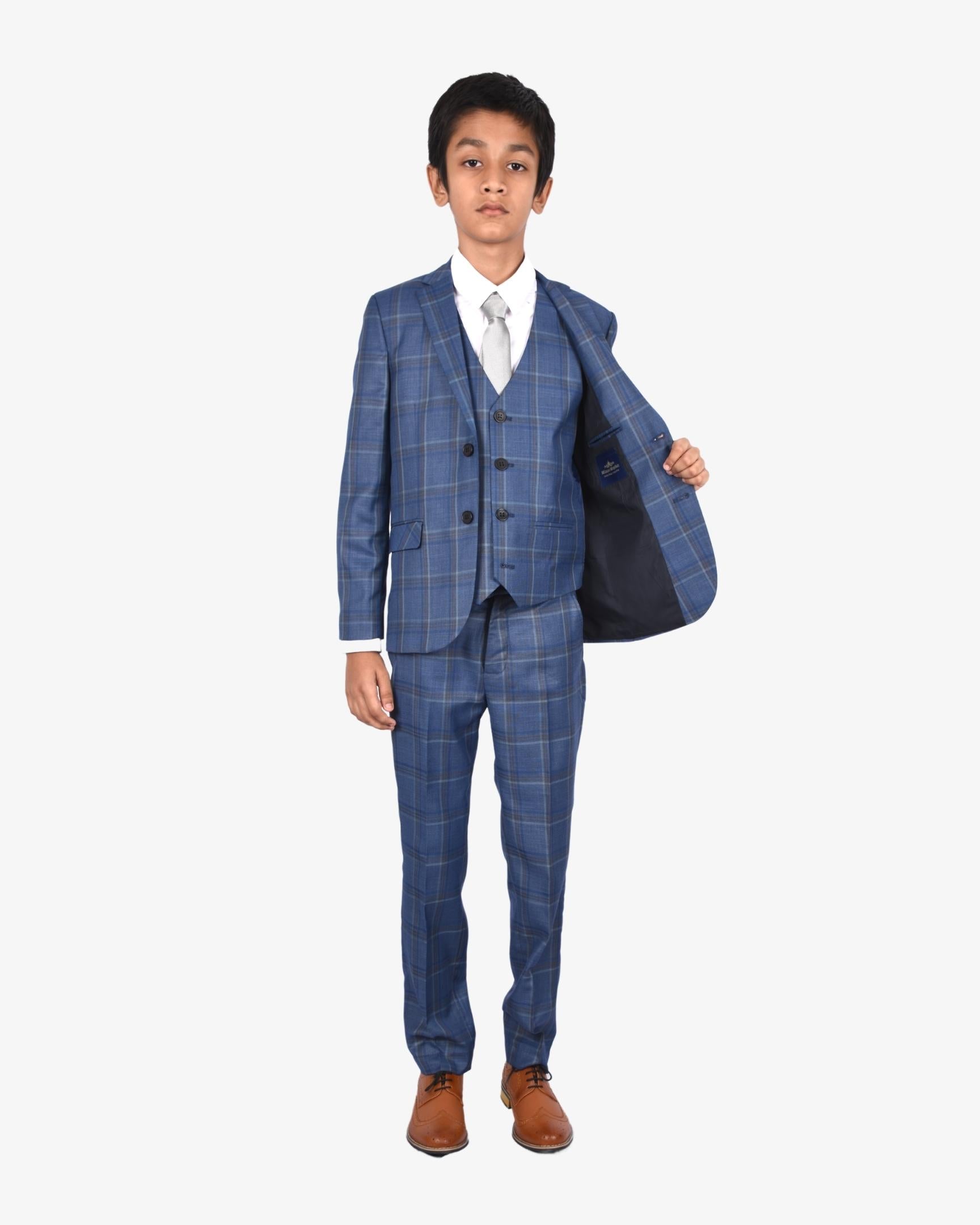 BLUE & BROWN CHECK SUIT