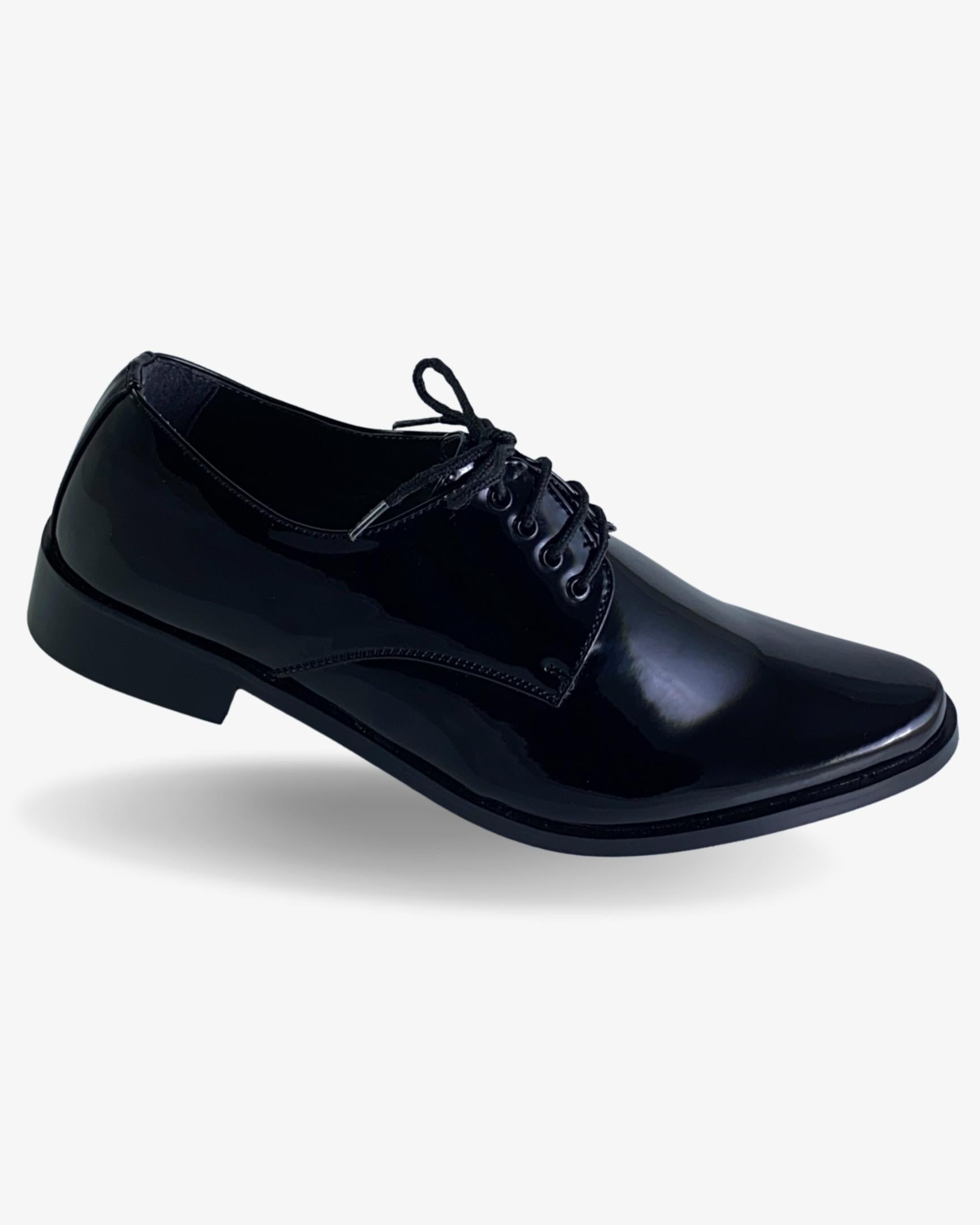 Navy Patent Derby Shoe for Boys — Shoes for Boys — View 6 | Little Giants