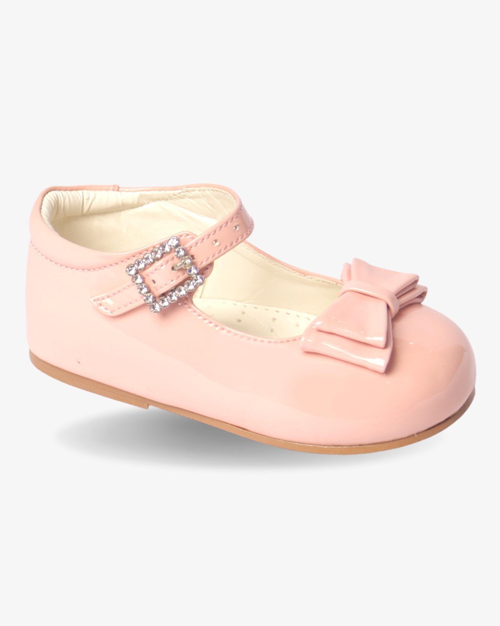 Pink Bow Shoe girls shoe front view — Little Giants
