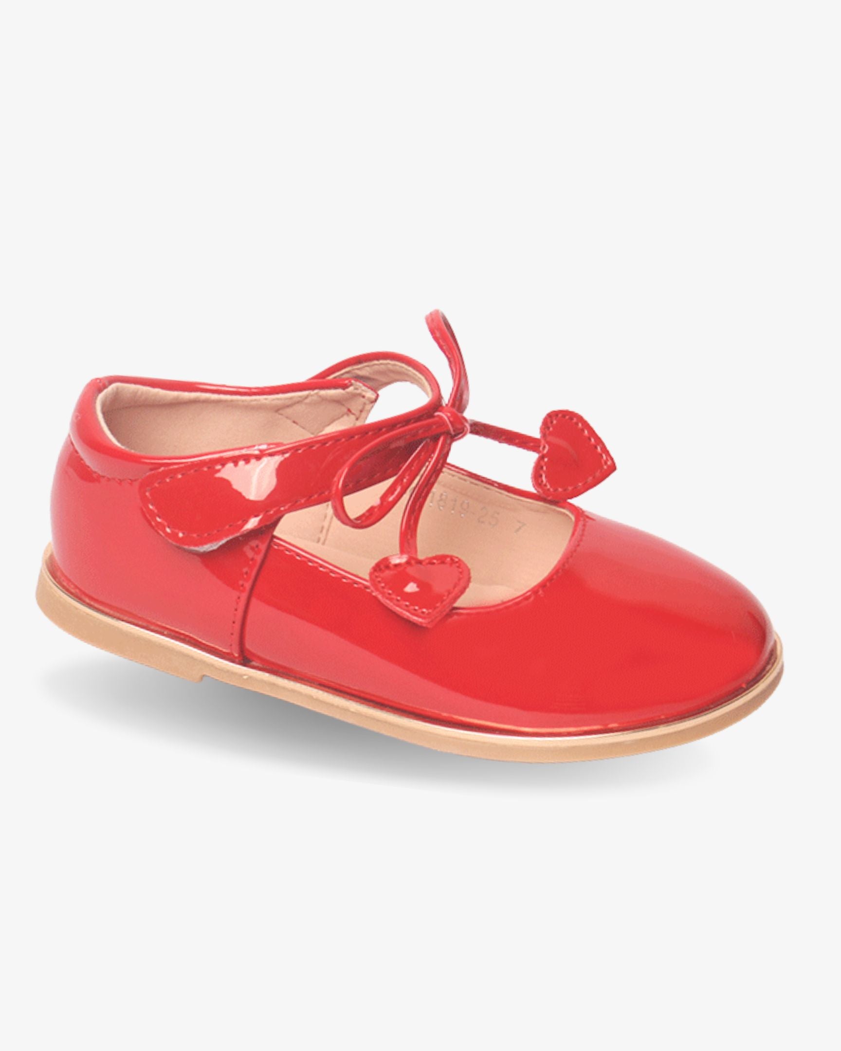 Red Heart Bow Shoe girls shoe front view — Little Giants