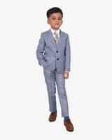 Light Blue Check 5-Piece Suit for Boys — Formal Wear for Boys | Little Giants