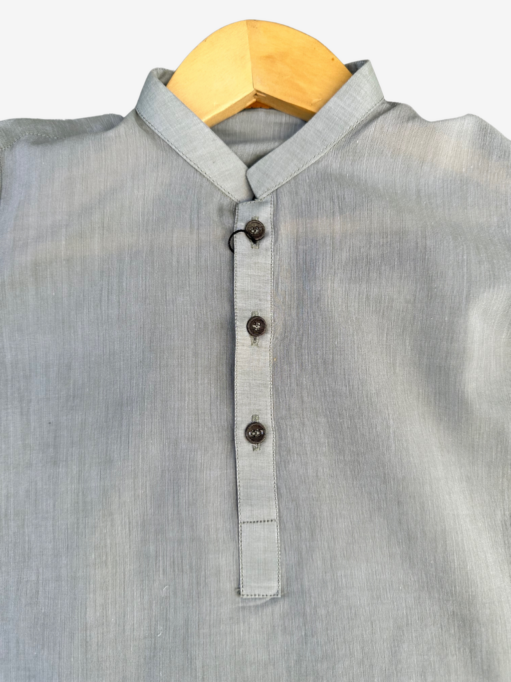 Boys soft grey textured cotton slub kurta — Eid styling
